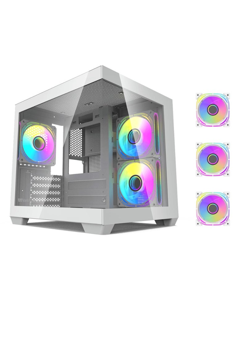 DarkFlash Aigo Darkflash D275M M-ATX Gaming PC Case with 3 Pre-Installed ARGB Fans, 270 Degree Panoramic View Design, Supports up to 240MM Radiator, USB 3.0, 5 Expansion Slots Gaming Case - Image 1