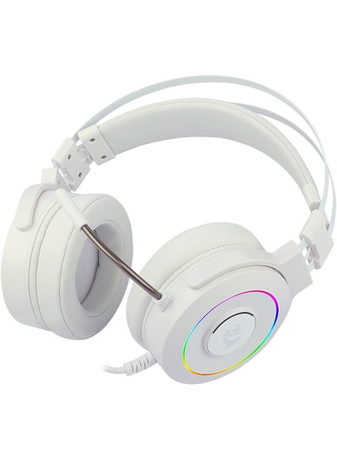 ريدراجون سماعة رأس H320 لاميا 2 USB بجودة صوت محيطي 7.1 وإضاءة RGB للألعاب من ريدراجون - تأثير صوت محيطي ثلاثي الأبعاد مع حامل سماعة - ميكروفون مرن - لون أبيض - Image 4