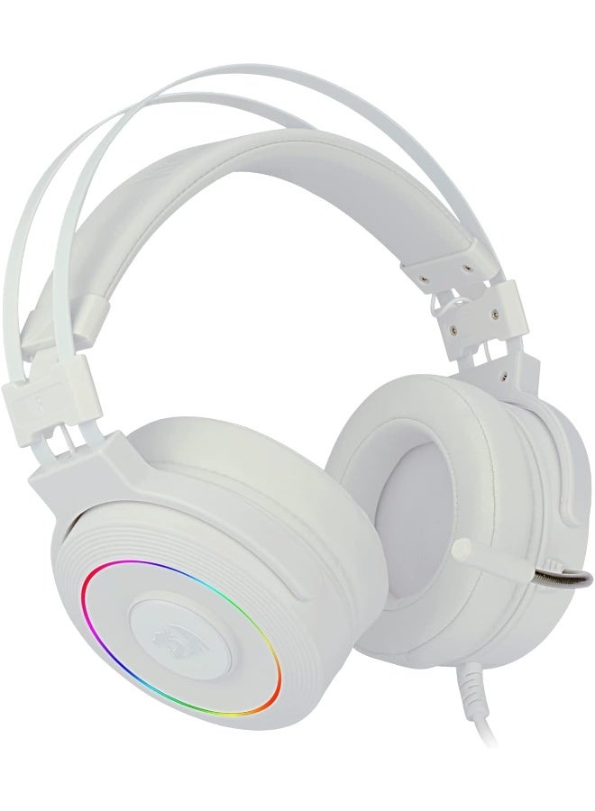 ريدراجون سماعة رأس H320 لاميا 2 USB بجودة صوت محيطي 7.1 وإضاءة RGB للألعاب من ريدراجون - تأثير صوت محيطي ثلاثي الأبعاد مع حامل سماعة - ميكروفون مرن - لون أبيض - Image 3