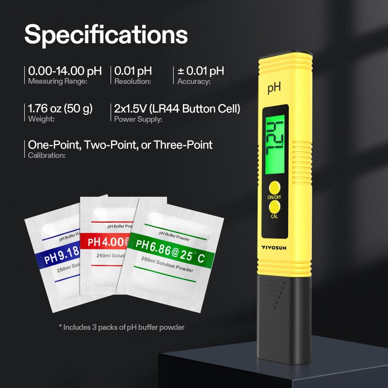 VIVOSUN VIVOSUN Digital pH Meter, 0.01pH High Accuracy Pen Type pH Tester for Hydroponics, Household Drinking, Pool and Aquarium, UL Certified  - Image 2