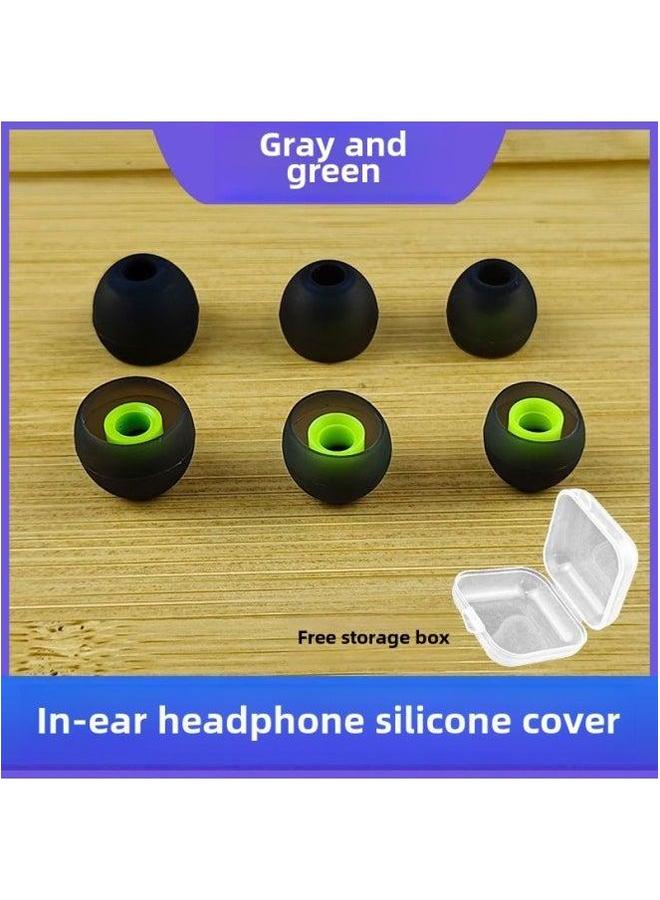 Universal In-Ear Headset Silicone Soft Plug Rubber Cover Ear Cap Bluetooth Earphone Protective Accessories-Color:In-ear Round Mouth * Gray Through Green-Model:Storage Box 1 - Image 1