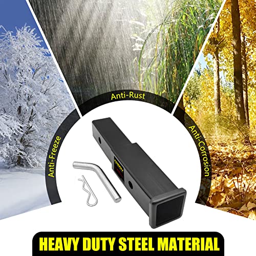 KAIRAY Trailer Hitch Extender, 2 Inch Receiver Tue Extension, 7 Inch Extension Length, with Anti Rattle Stabilizer & 5/8 Inch Hitch Pin and Clips, 3500 lbs GTW - Image 4
