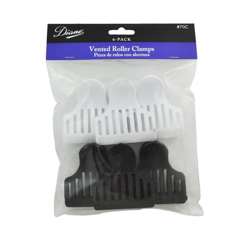 Diane D70C Vented Roller Clamps  Black and White 6 Count Pack of 1