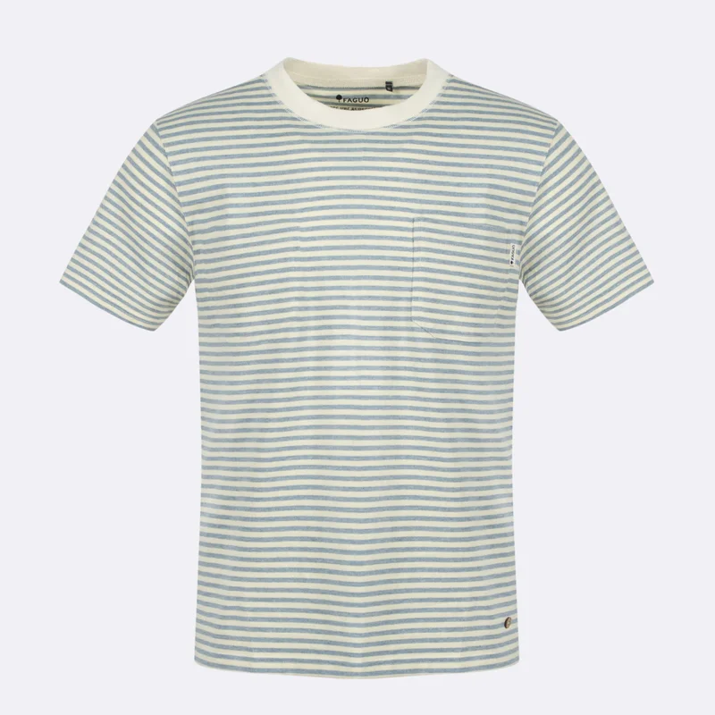 Faguo Migne - Ecru & Blue t-shirt in recycled cotton & linen