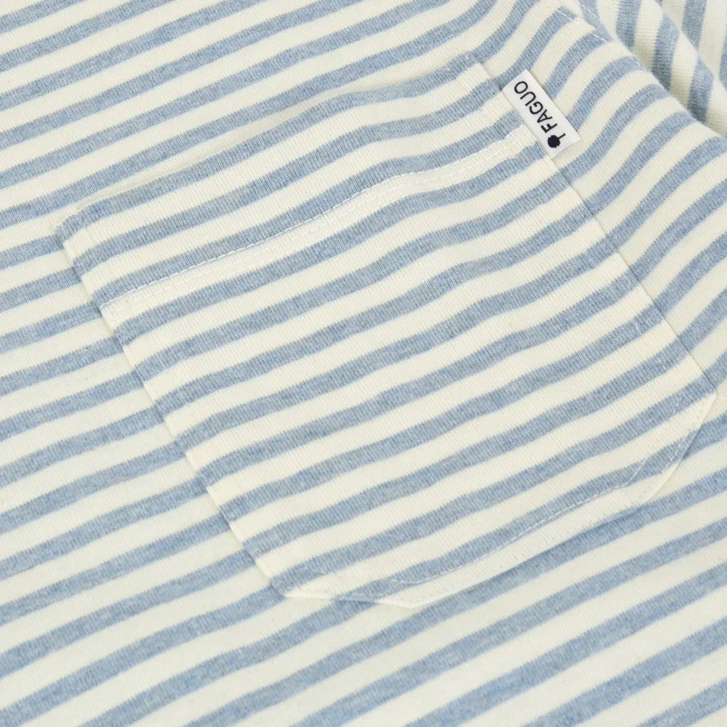 Faguo Migne - Ecru & Blue t-shirt in recycled cotton & linen