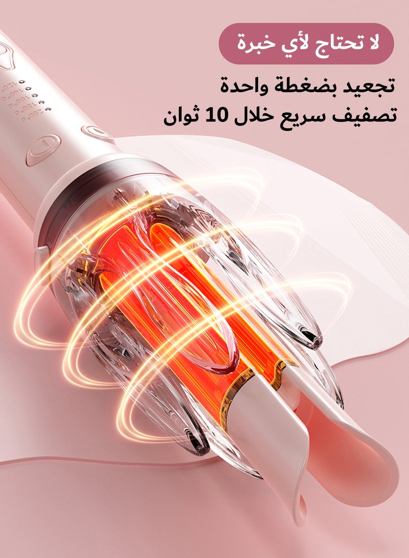 Kidoh Automatic Curling Iron, Beach Wave Curling Wand, Portable Rotating Hair Curler, Dual Voltage Ceramic Coated Curly Hair Iron, Lightweight and Portable, Straightening Brush, 28mm & 32mm 3-in-1 Curling Iron, Pink - Image 3