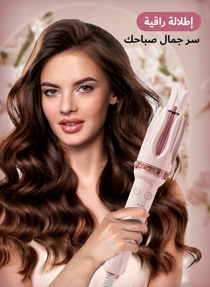 Kidoh Automatic Curling Iron, Beach Wave Curling Wand, Portable Rotating Hair Curler, Dual Voltage Ceramic Coated Curly Hair Iron, Lightweight and Portable, Straightening Brush, 28mm & 32mm 3-in-1 Curling Iron, Pink - Image 5