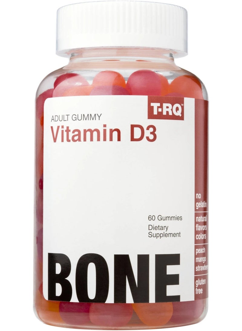 T.RQ Vitamin D3 Gummies for Strong Bones Teeth and Immune Support 60 Gummies