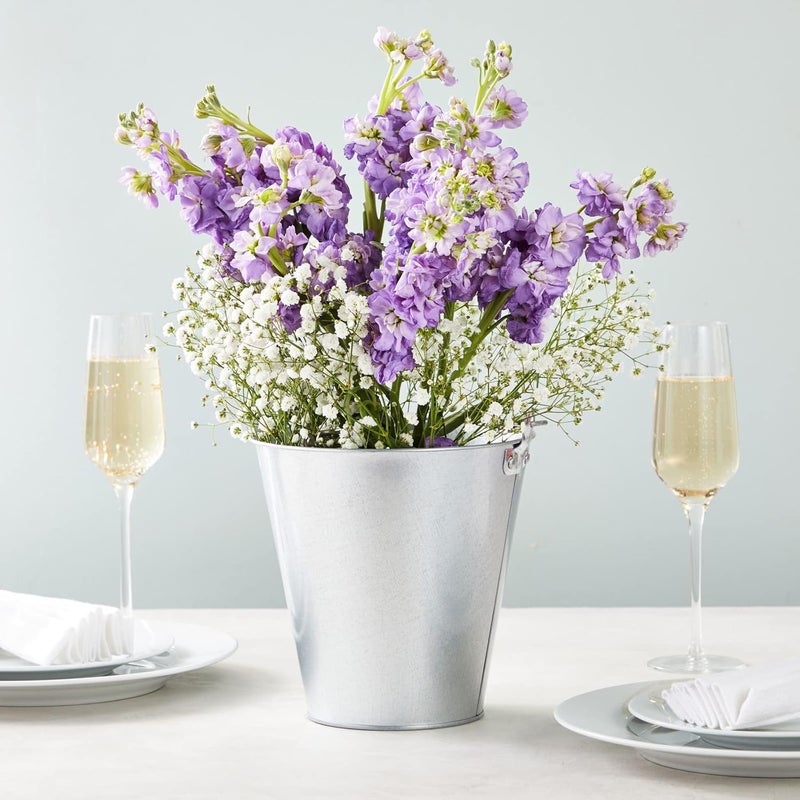 Juvale Metal Bucket - 6-Pack, 100 oz, 7 in Dia x 7.2 in H, Silver - Galvanized Buckets with Handles for Ice Tub & Beverage Tub - Image 3