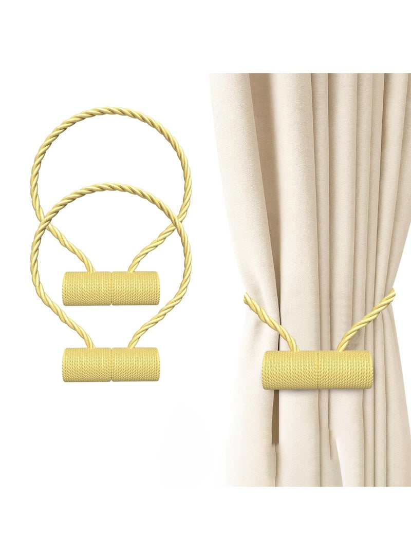 Forest Home Magnetic Curtain Tiebacks Golden 2pcs, Curtain Tiebacks Buckles Holdbacks Holders Hooks Clip for Home Bedroom Office Decorative Curtain - Image 1