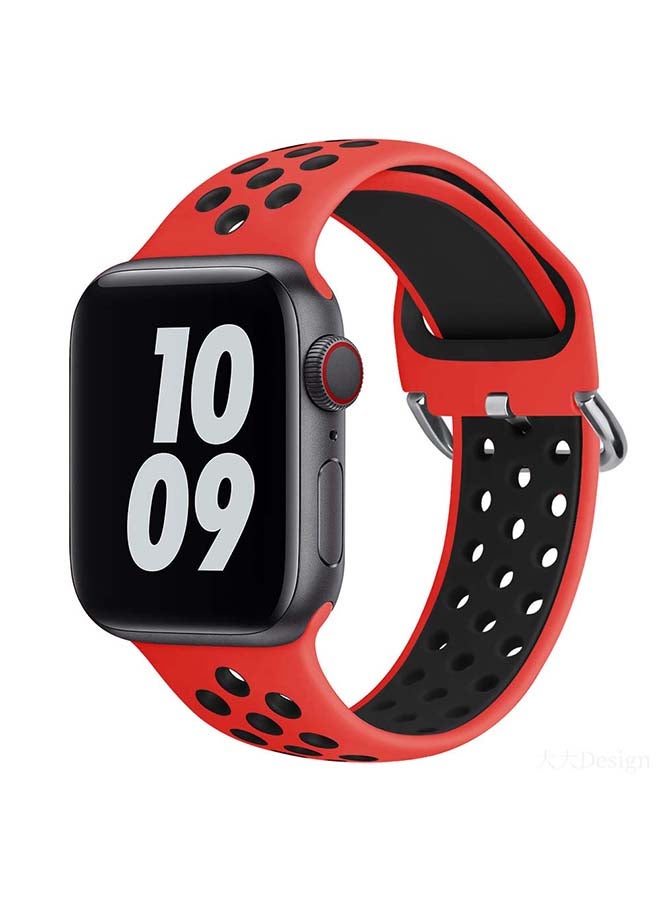 Replacement Band For Apple Watch Series 6/SE/5/4/3/2/1 Red/Black - Image 2
