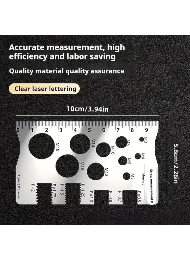 Silver Stainless Steel Screw Bolt Measuring Caliper Durable Precise Thread Gauge - Image 2