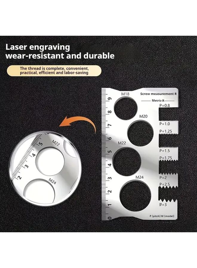 Silver Stainless Steel Screw Bolt Measuring Caliper Durable Precise Thread Gauge - Image 4