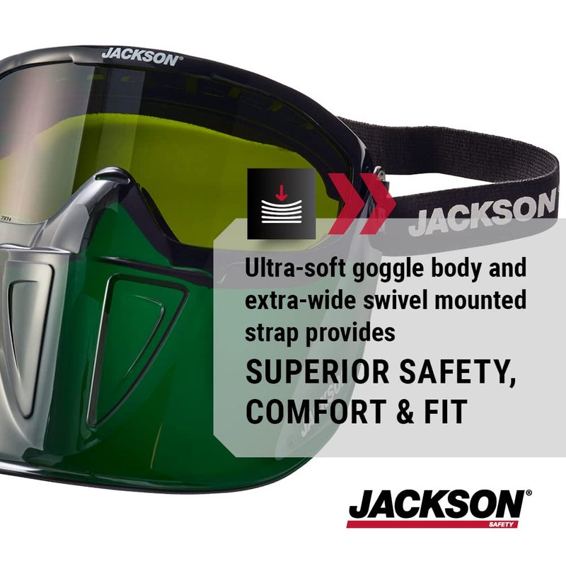 Jackson Safety نظارات جاكسون سيفتي GPL500 الواقية مع درع وجه قابل للرفع/فك - نظارات حماية للعيون فوق النظارات للرجال والنساء - مضادة للضباب، ANSI Z87.1 (متاحة بعدة ألوان)  - Image 3