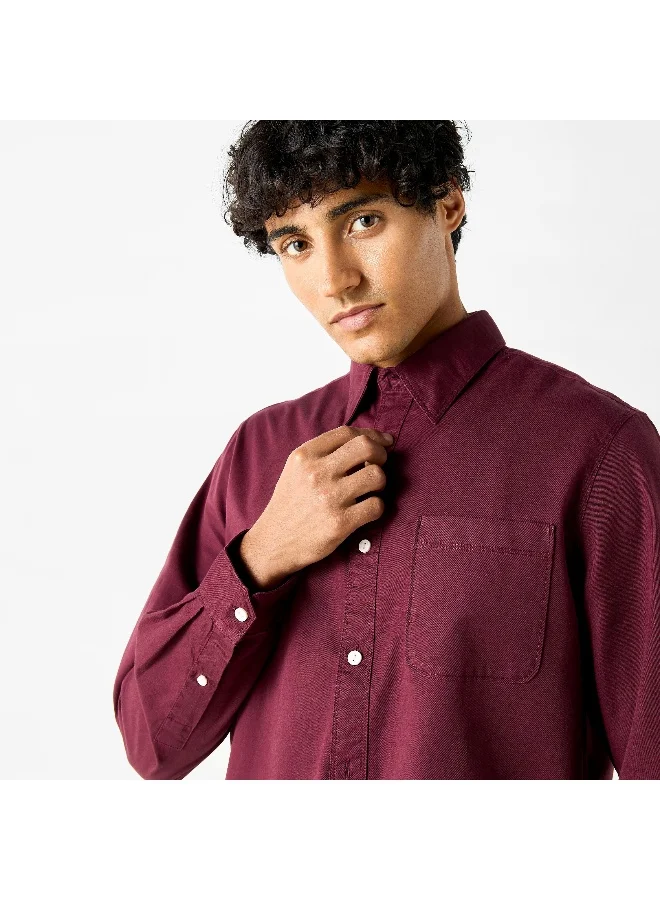 Lee Cooper Lee Cooper Solid Shirt with Pocket and Long Sleeves