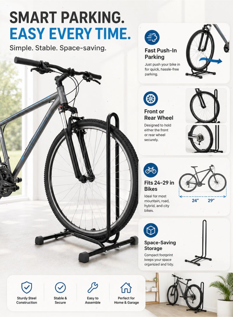 Topyich Detachable Freestanding Bike Floor Stand, Non-Slip Bicycle Parking Rack for 24-29 Inch Mountain & Road Bikes, Indoor Garage Space Saving Storage Holder - Image 4