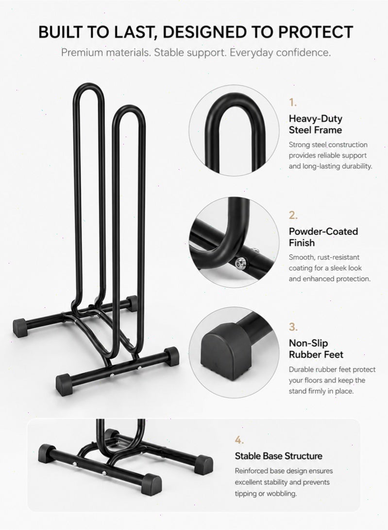 Topyich Detachable Freestanding Bike Floor Stand, Non-Slip Bicycle Parking Rack for 24-29 Inch Mountain & Road Bikes, Indoor Garage Space Saving Storage Holder - Image 3