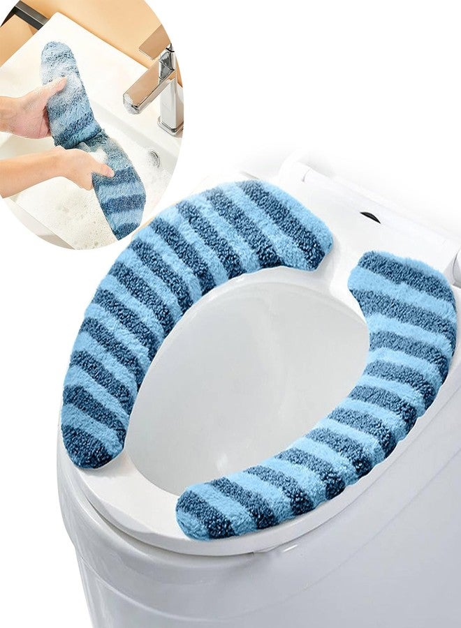 Guojanfon Washable Warm Toilet Seat Cover Pads - Plush Toilet Seat Cushion, Non-Slip Soft Mat, Washable & Machine-Friendly Bathroom Seat Cover with Self-Adhesive Tape for Easy Care - Image 1