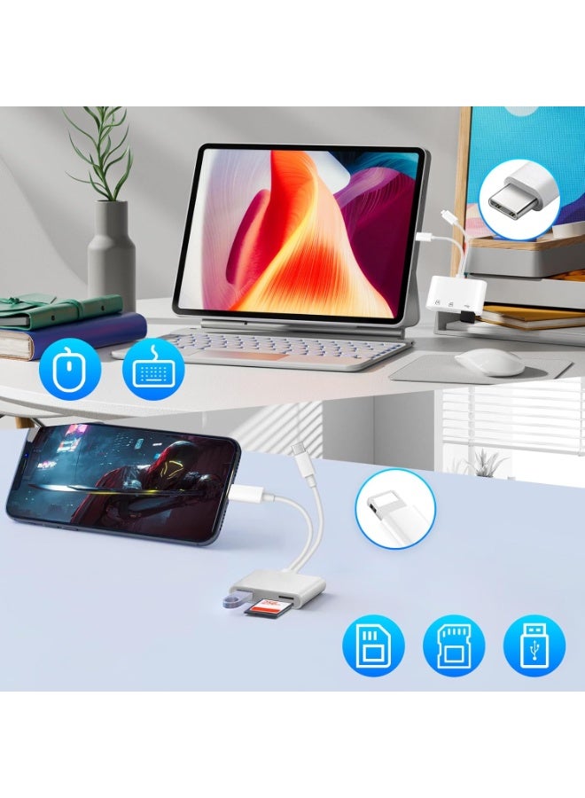 SD Card Reader for iPhone & USB C Devices, 3-in-1 Multi-Slot Adapter with SD/TF Card Slots, Plug and Play, Compact Portable Camera Card Viewer for iPhone 15/iPad/Huawei - Image 4