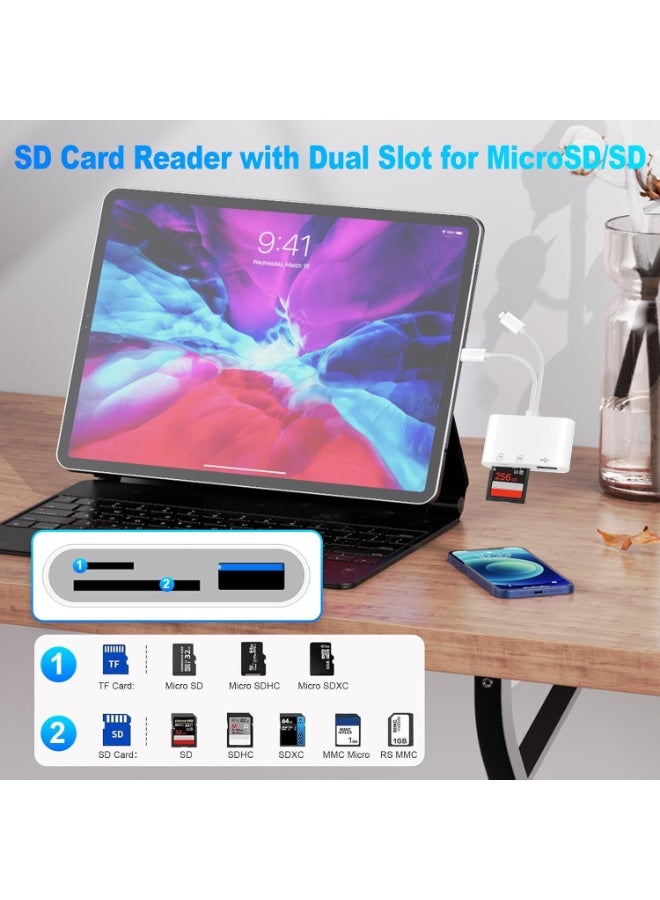 SD Card Reader for iPhone & USB C Devices, 3-in-1 Multi-Slot Adapter with SD/TF Card Slots, Plug and Play, Compact Portable Camera Card Viewer for iPhone 15/iPad/Huawei - Image 3