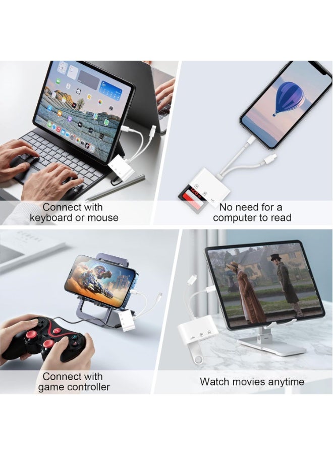 SD Card Reader for iPhone & USB C Devices, 3-in-1 Multi-Slot Adapter with SD/TF Card Slots, Plug and Play, Compact Portable Camera Card Viewer for iPhone 15/iPad/Huawei - Image 5