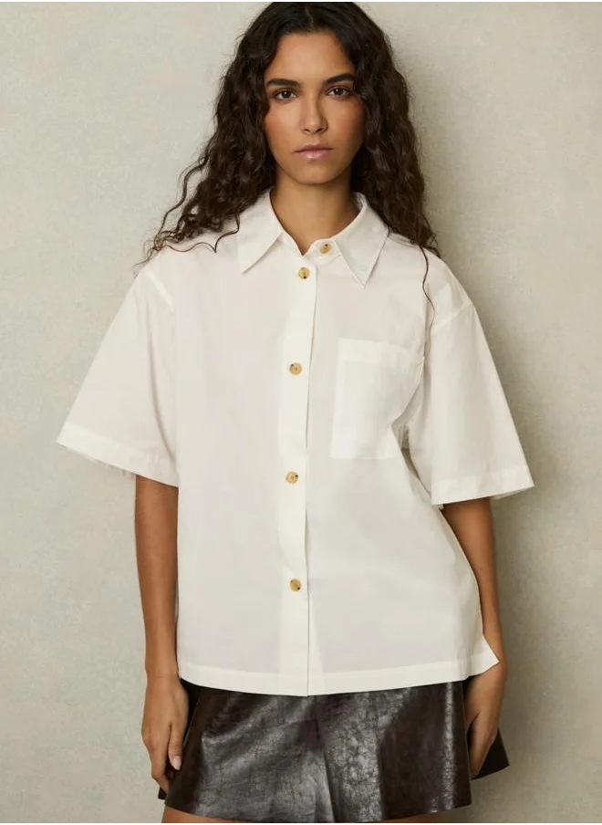 REISS Shortsleeve Cotton Shirt