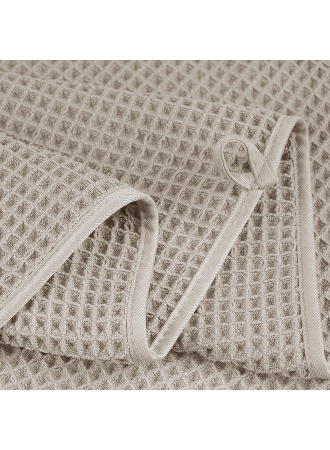 POLYTE Oversize, 60 x 30 in., Quick Dry Lint Free Microfiber Bath Towel Set, 6 Piece (Beige, Waffle Weave) - Image 3