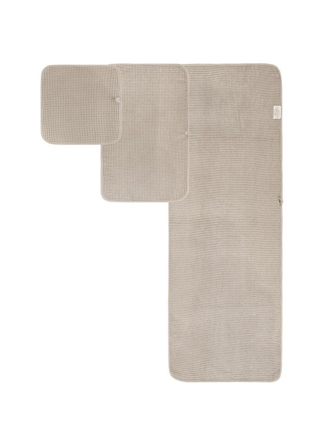 POLYTE Oversize, 60 x 30 in., Quick Dry Lint Free Microfiber Bath Towel Set, 6 Piece (Beige, Waffle Weave) - Image 2