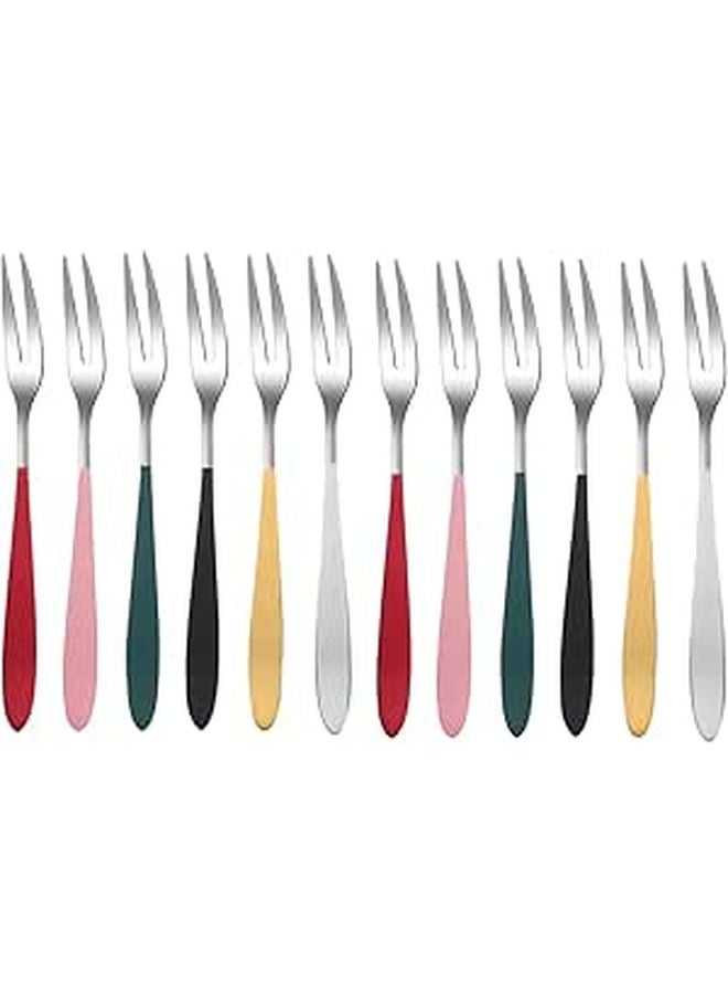Stainless Steel Fruit Forks Set of 12 Ergonomic Design Appetizers Desserts Dishwasher Safe - Image 1