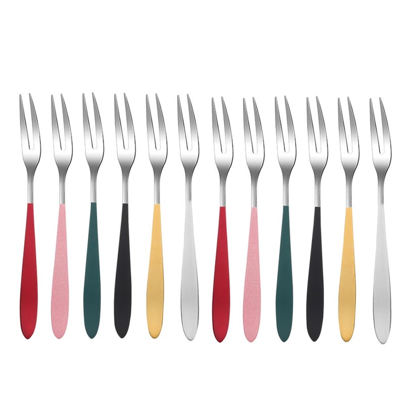 Stainless Steel Fruit Forks Set of 12 Ergonomic Design Appetizers Desserts Dishwasher Safe - Image 2