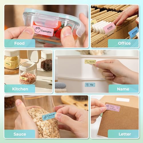 NELKO Genuine P21 Label Maker Tape, Adapted Label Print Paper, 14x40mm (0.55"x1.57"), Standard Laminated Office Labeling Tape Replacement, Multipurpose of P21, 180 Tapes/Roll, 3-Roll, Blue/Yellow/Pink - Image 5