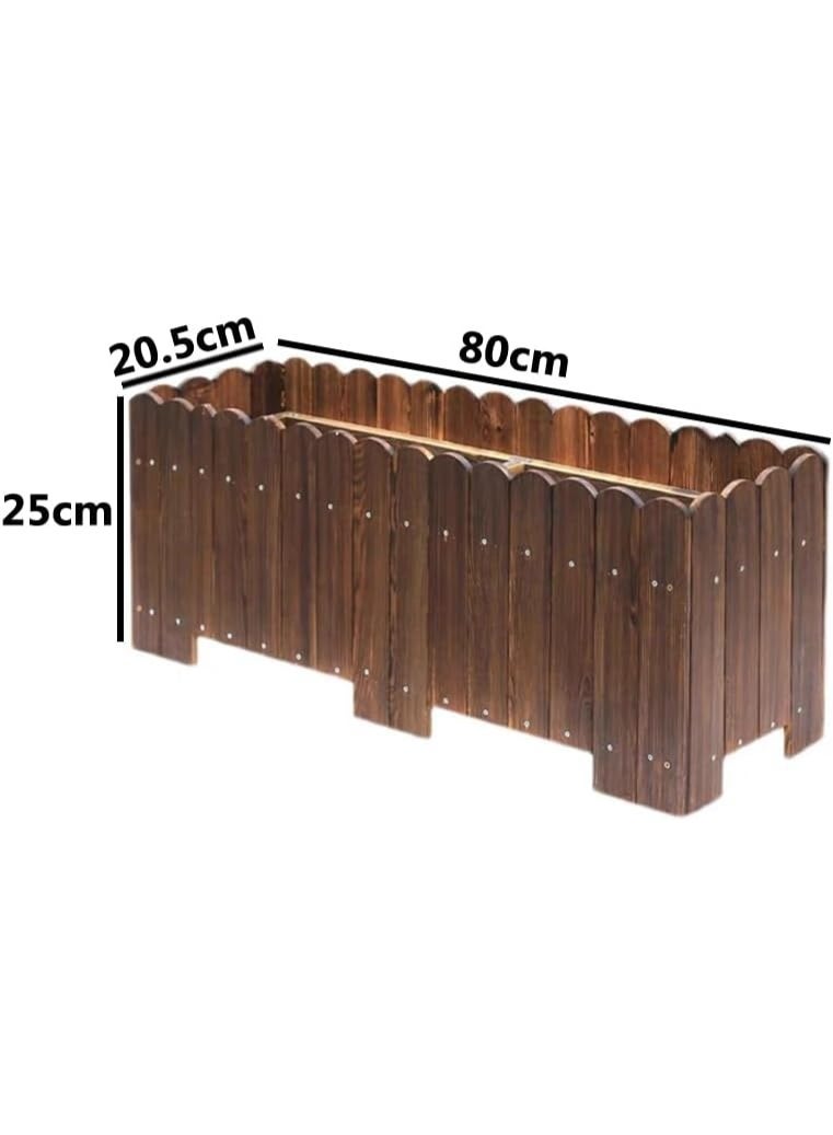 LINGWEI Wooden Flower Pot 80x25x20.5cm Garden Decoration Flower Pot Planting Box Wooden Planter Box Brown - Image 4