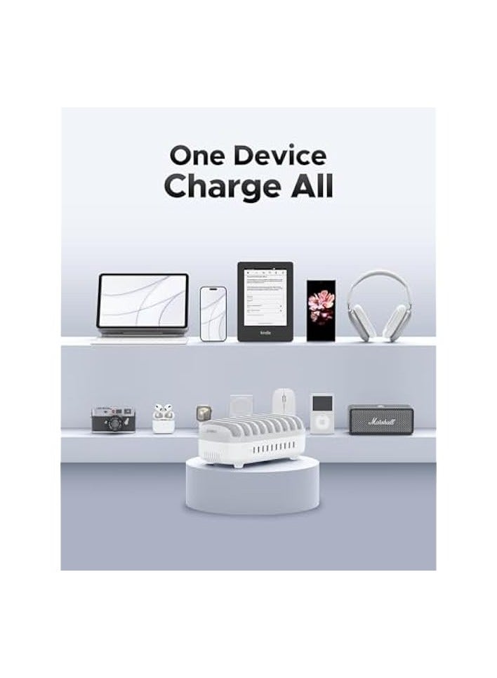 Orico Multi USB Charging Station, 120W Charging Docking Organizer for Multiple Devices with Cables, 10-Ports Charging Station Compatible with iPad, iPhone, Tablet, Kindle and Cell Phones - Image 4