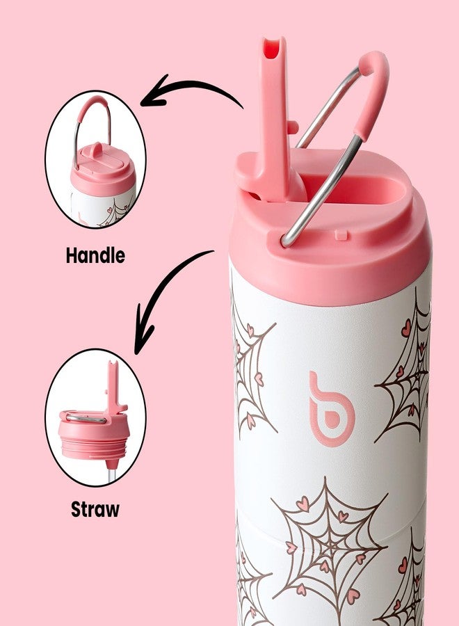 bottle bottle زجاجة ماء معزولة سعة 24 أونصة مع غطاء مزود بماصة ومقبض، مناسبة للرياضة والسفر والنادي الرياضي، مصنوعة من الفولاذ المقاوم للصدأ، بجدار مزدوج معزول بتفريغ الهواء، مانعة للتسرب وخالية من مادة BPA (كيوبيد ويب). - Image 2