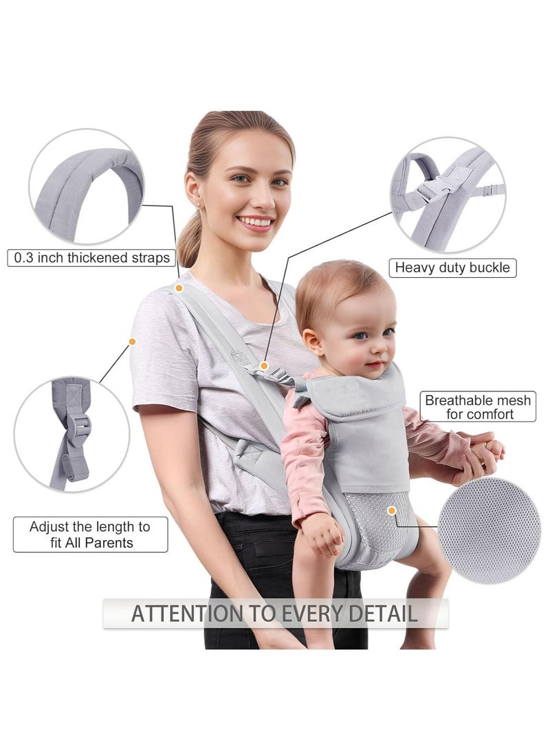 Generic - Baby Carrier Newborn to Toddler, Cozy Baby Wrap Carrier(7-30lbs), Easily Adjustable Toddler Carrier, Lightweight Baby Holder Carrier, Baby Sling Carrier, All Positions Baby Chest Carrier, Grey - Image 1