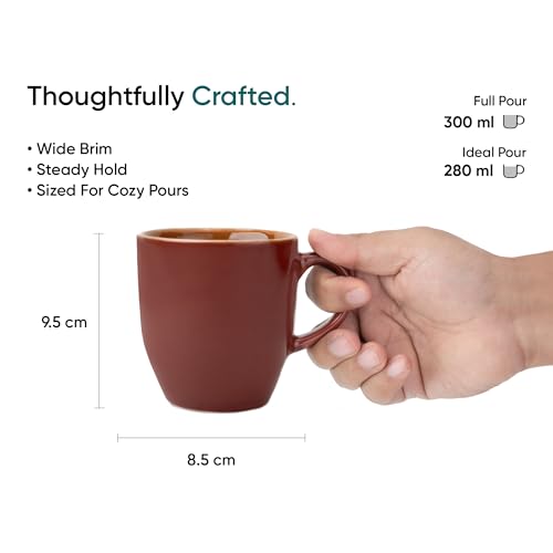 Shay Ceramic Coffee Mug Set, Set of 2, 300ml, Burgundy | Medium Mug | Glossy Finish | Stoneware Coffee Cup Set | Ceramic Cup | Microwave Safe (Burgundy Milk Mug, Set of 2) - Image 4