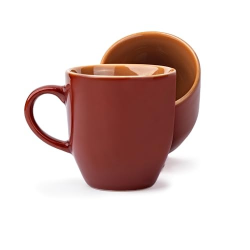 Shay Ceramic Coffee Mug Set, Set of 2, 300ml, Burgundy | Medium Mug | Glossy Finish | Stoneware Coffee Cup Set | Ceramic Cup | Microwave Safe (Burgundy Milk Mug, Set of 2) - Image 1