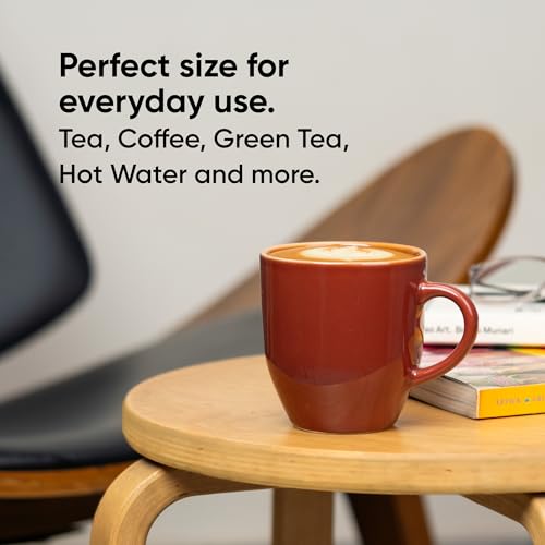 Shay Ceramic Coffee Mug Set, Set of 2, 300ml, Burgundy | Medium Mug | Glossy Finish | Stoneware Coffee Cup Set | Ceramic Cup | Microwave Safe (Burgundy Milk Mug, Set of 2) - Image 5