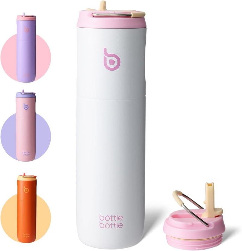 BOTTLE BOTTLE Insulated Water Bottle 24oz with Straw Lid and Handle - Snow - Image 1