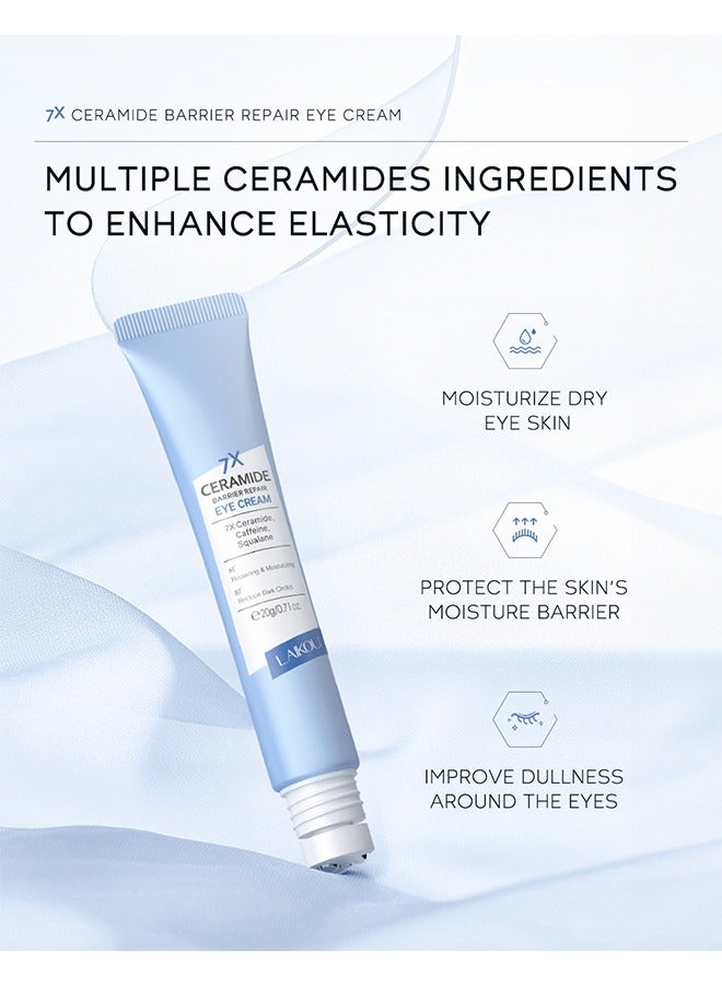 Laikou Ceramide Barrier Repair Eye Cream with Roller 20g, Hydrating Anti Aging, Eye Wrinkle Cream with Massage Head, Dark Circle Eye Cream for Women and Men, Eye Moisturizer for All Skin Type  - Image 5