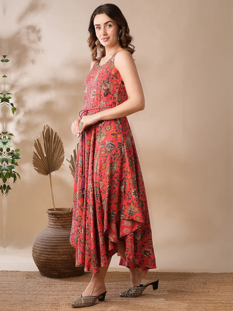 جلو باص فساتين نسائية ماكسي مطرزة بياقة غير متماثلة بأسلوب عرقي