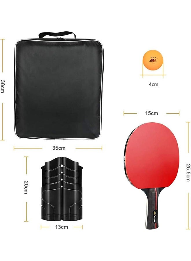 كوينج مجموعة مضارب تنس الطاولة، مجموعة تنس طاولة محمولة عالية الأداء من 3 نجوم مع شبكة تنس طاولة قابلة للسحب، 4 مضارب تنس طاولة احترافية، 6 كرات، حقيبة تخزين، للعب في البطولات - Image 2