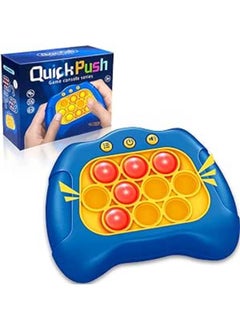 Quick Push Light Up Pop Game Fidget Toys for Adults and Kids | Puzzle Game Machine | Squeeze Poppet Sensory Push Pop Bubble Toy | Relief Party Favors Puzzle Game Fidget Console (Blue)