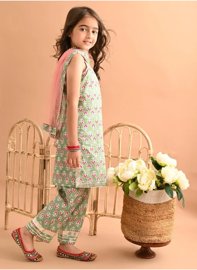 LILPICKS Printed Kurta Sharara Set