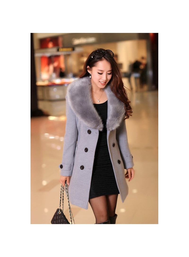 Loquat Squality Double Breasted Long Coat Women Grey - Image 1