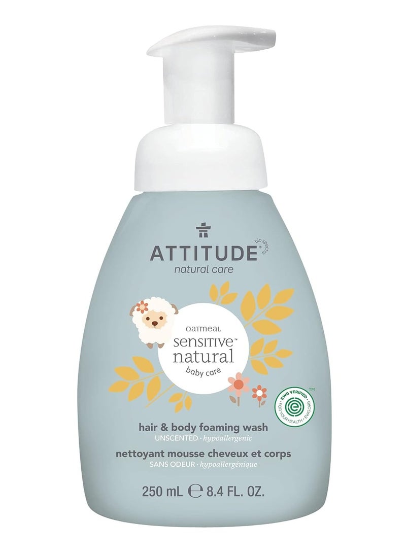 Attitude Oatmeal Sensitive Natural Baby Care Hair & Body Foaming Wash Unscented 250 ML  - Image 5
