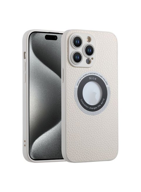 Case Cover For iPhone 15 Pro Max Litchi Texture MagSafe TPU Full Coverage Shockproof Phone Case White