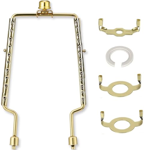 ALUCSET 8 9 10 11 12 inch Lamp Shade Harp Holder, ALUCSET Adjustable Lamp Harp Kit, Fit Both Standard Lamp Rod and E14 E26 E27 Light Base UNO Fitter Adapter Converter Finial Set, Lampshade Bracket - Image 1