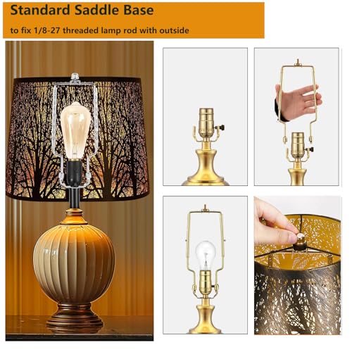 ALUCSET 8 9 10 11 12 inch Lamp Shade Harp Holder, ALUCSET Adjustable Lamp Harp Kit, Fit Both Standard Lamp Rod and E14 E26 E27 Light Base UNO Fitter Adapter Converter Finial Set, Lampshade Bracket - Image 5