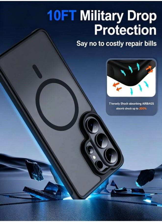 Hirospace for Samsung S25 Ultra Case, Compatible with MagSafe, Magnetic Translucent Matte Back Shockproof Cover with Strong Magnet, Slim Thin Full Protection Phone Case for Galaxy S25 Ultra 5G (Black) - Image 5